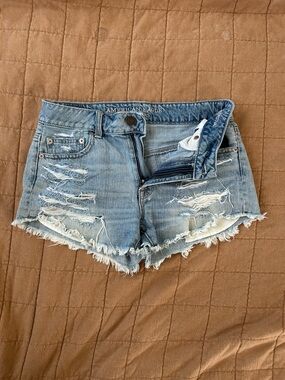 American Eagle Outfitters Light Blue Distressed Denim Cutoff Shorts